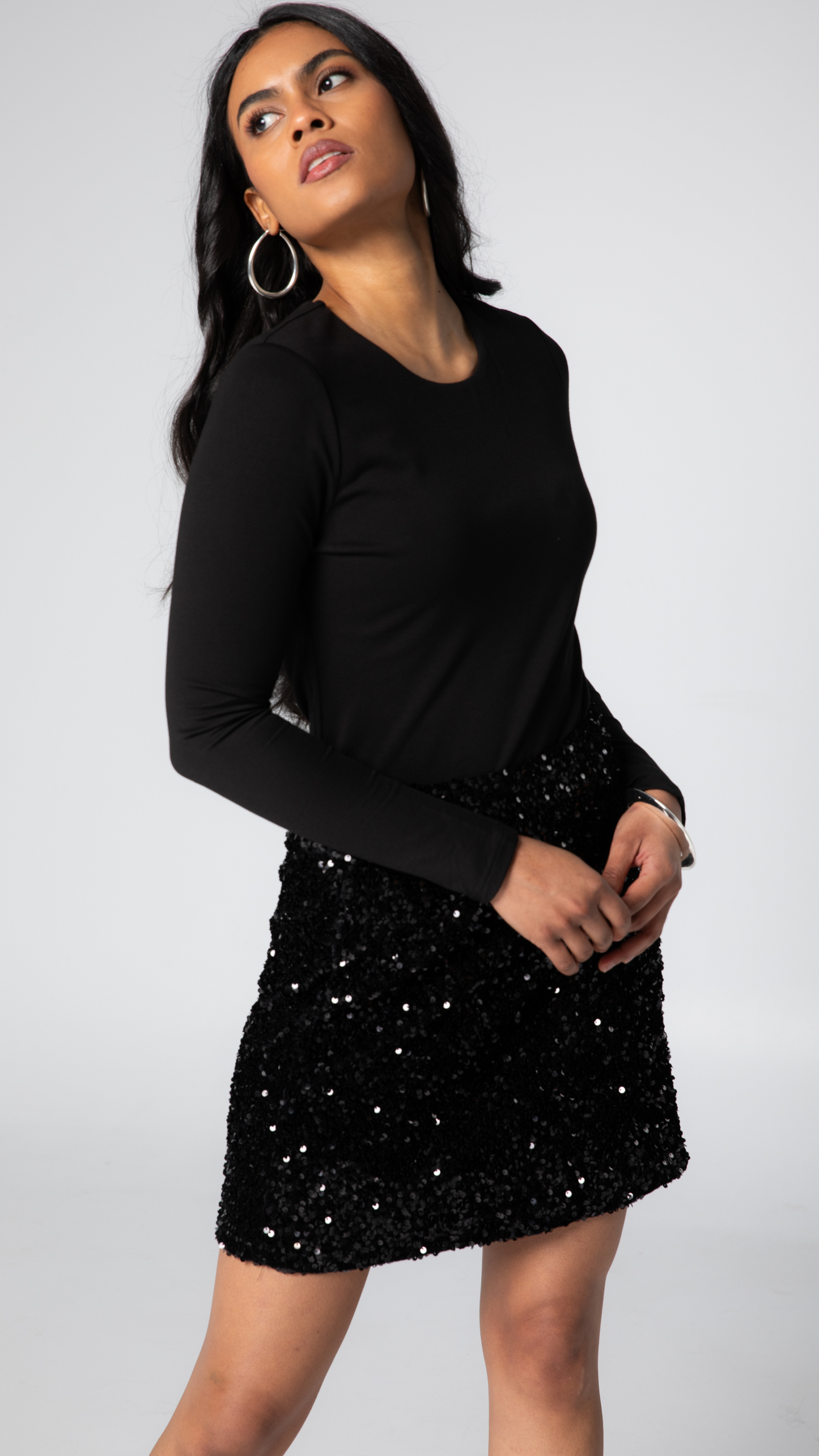 Zara Sequin Skirt - Black
