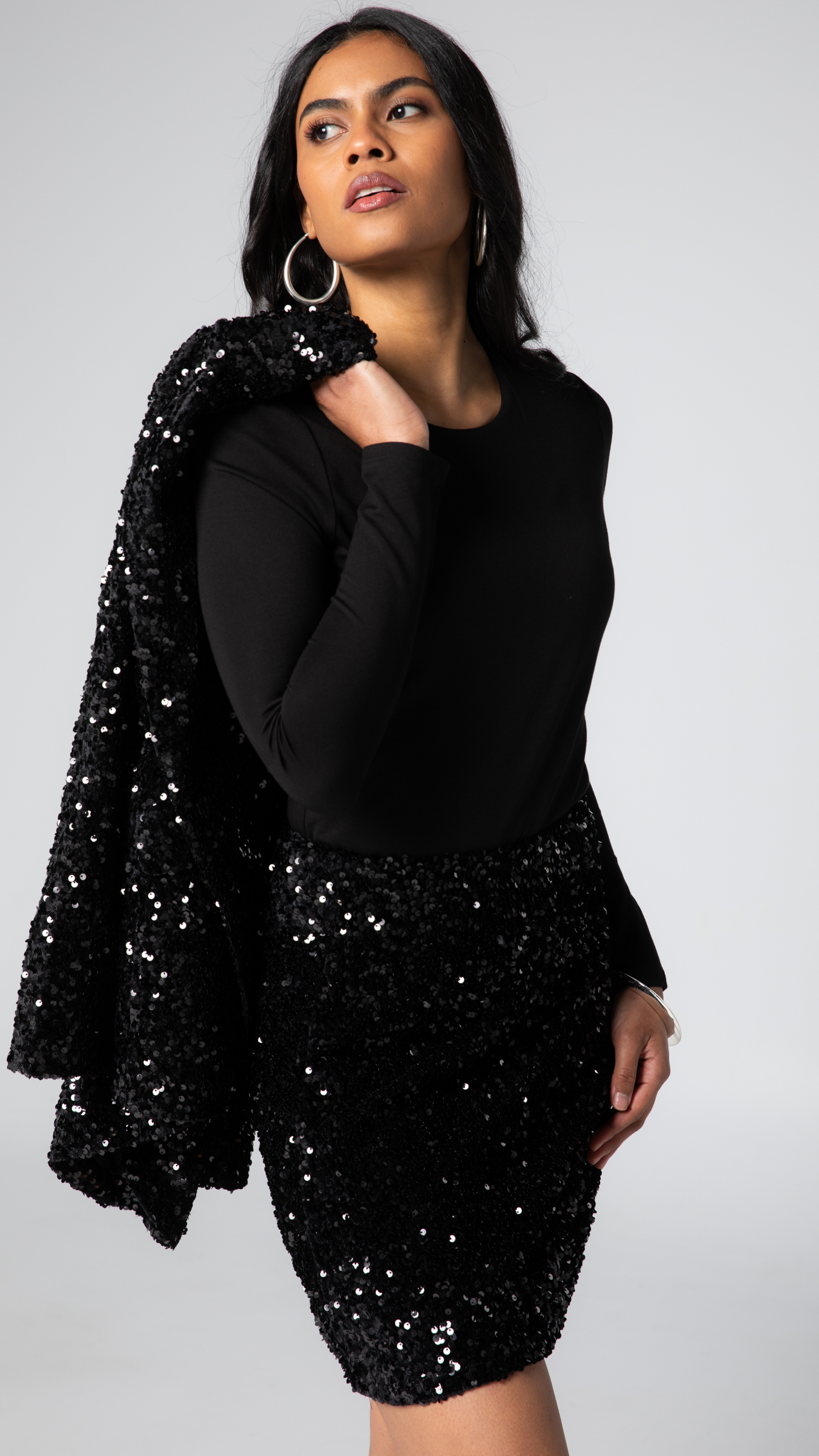Zara Sequin Skirt - Black
