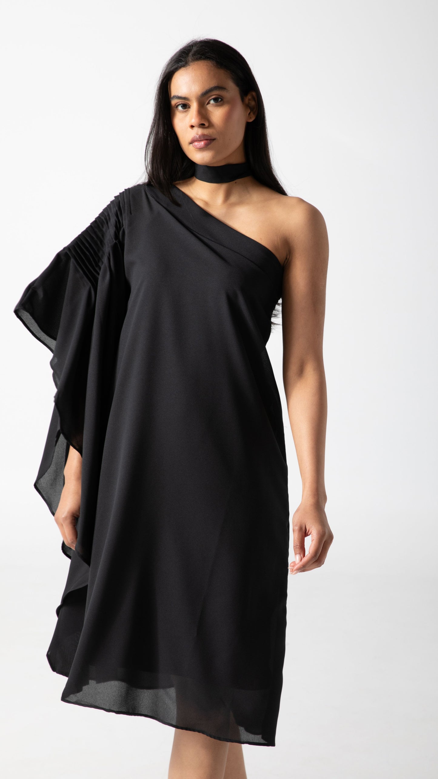 Paris One Shoulder Dress - Black