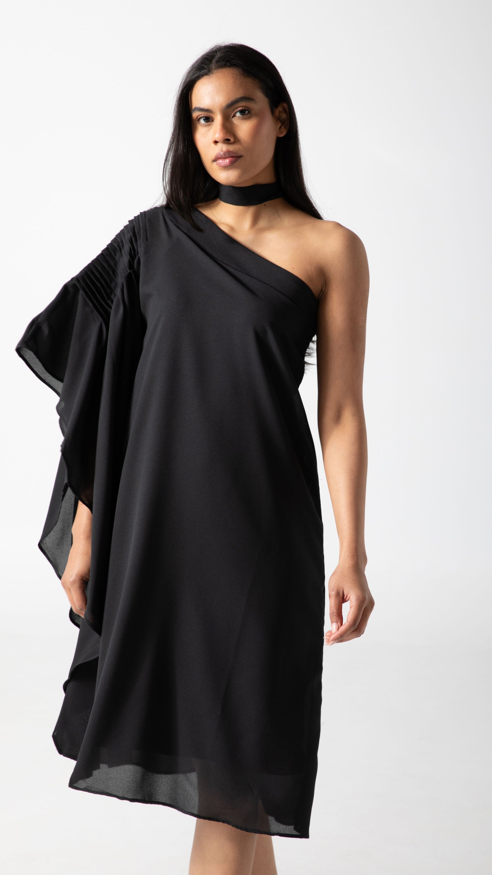 Paris One Shoulder Dress - Black