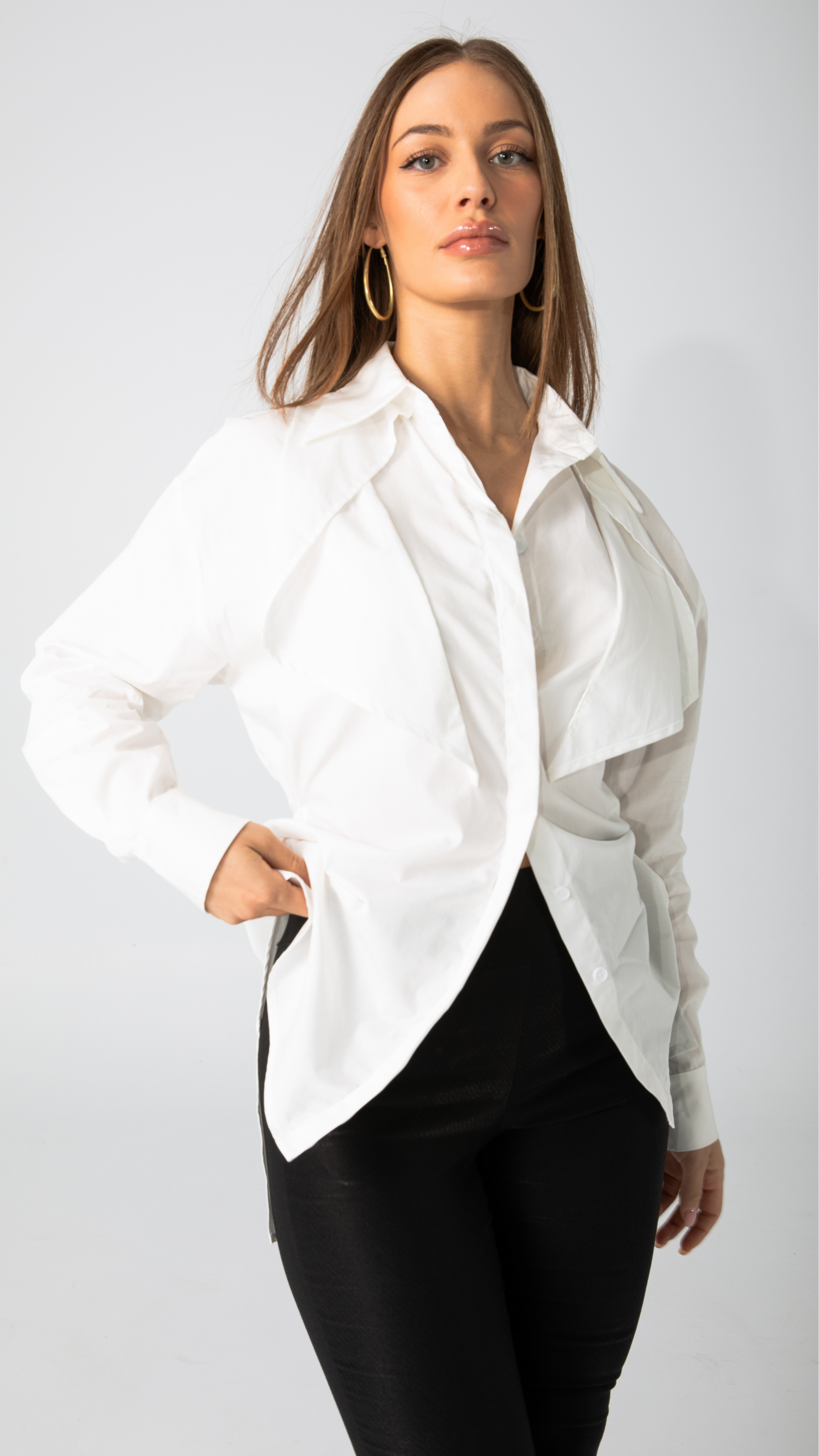 Maxim Cotton Longline Shirt - White