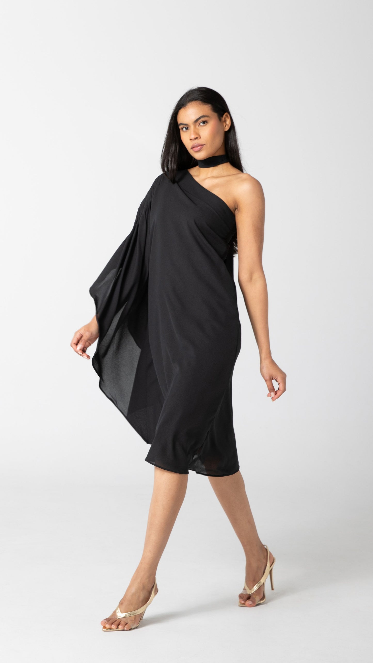 Paris One Shoulder Dress - Black