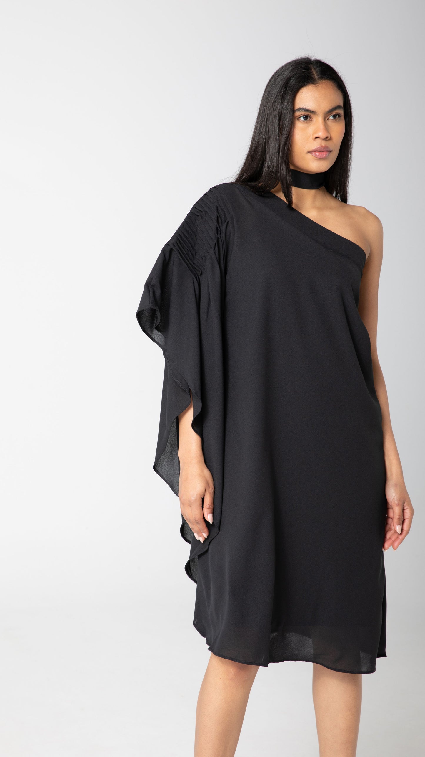 Paris One Shoulder Dress - Black
