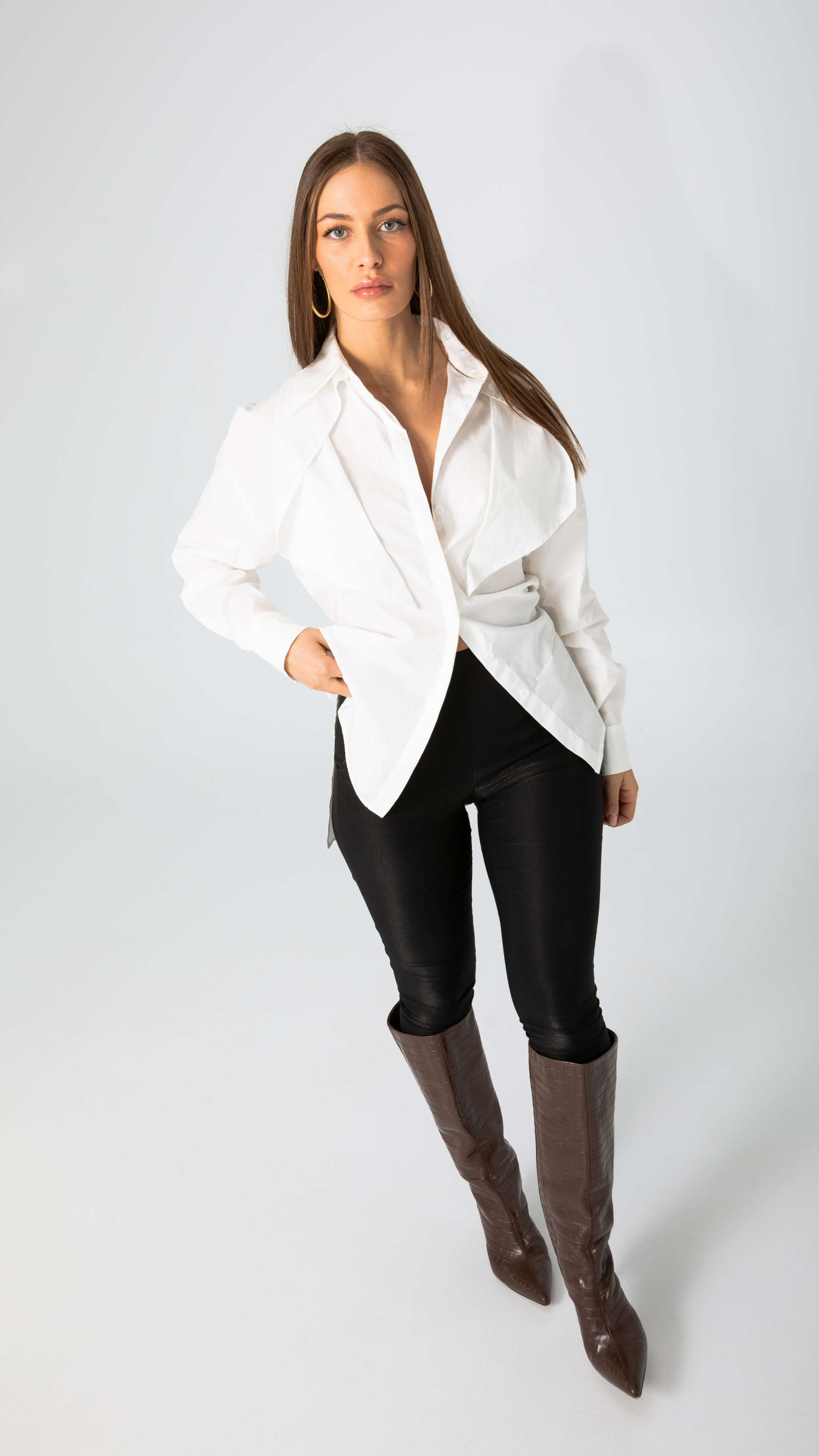 Maxim Cotton Longline Shirt - White