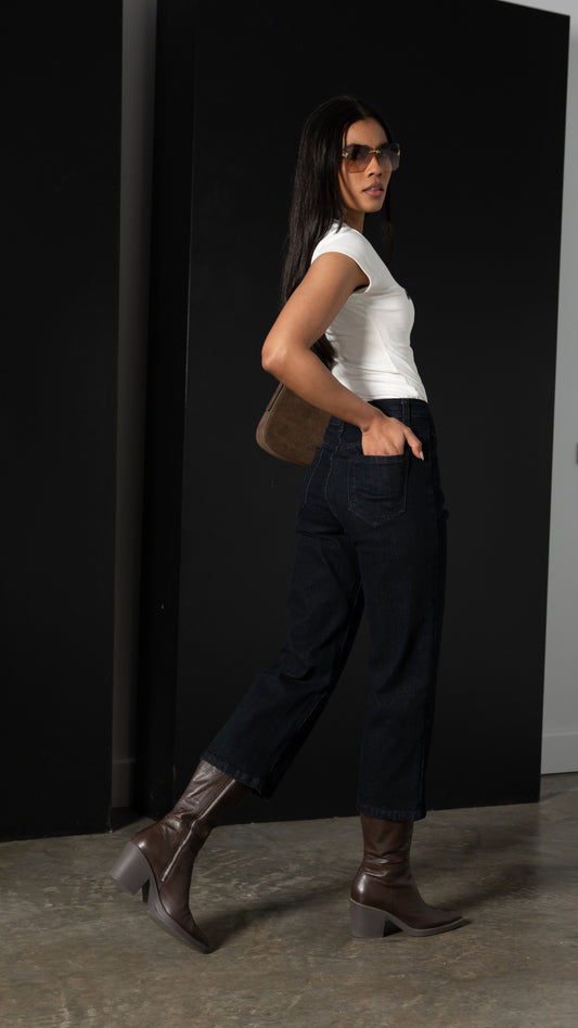 Jasper Everyday Essential Stretch Jeans Capri - Dark Blue