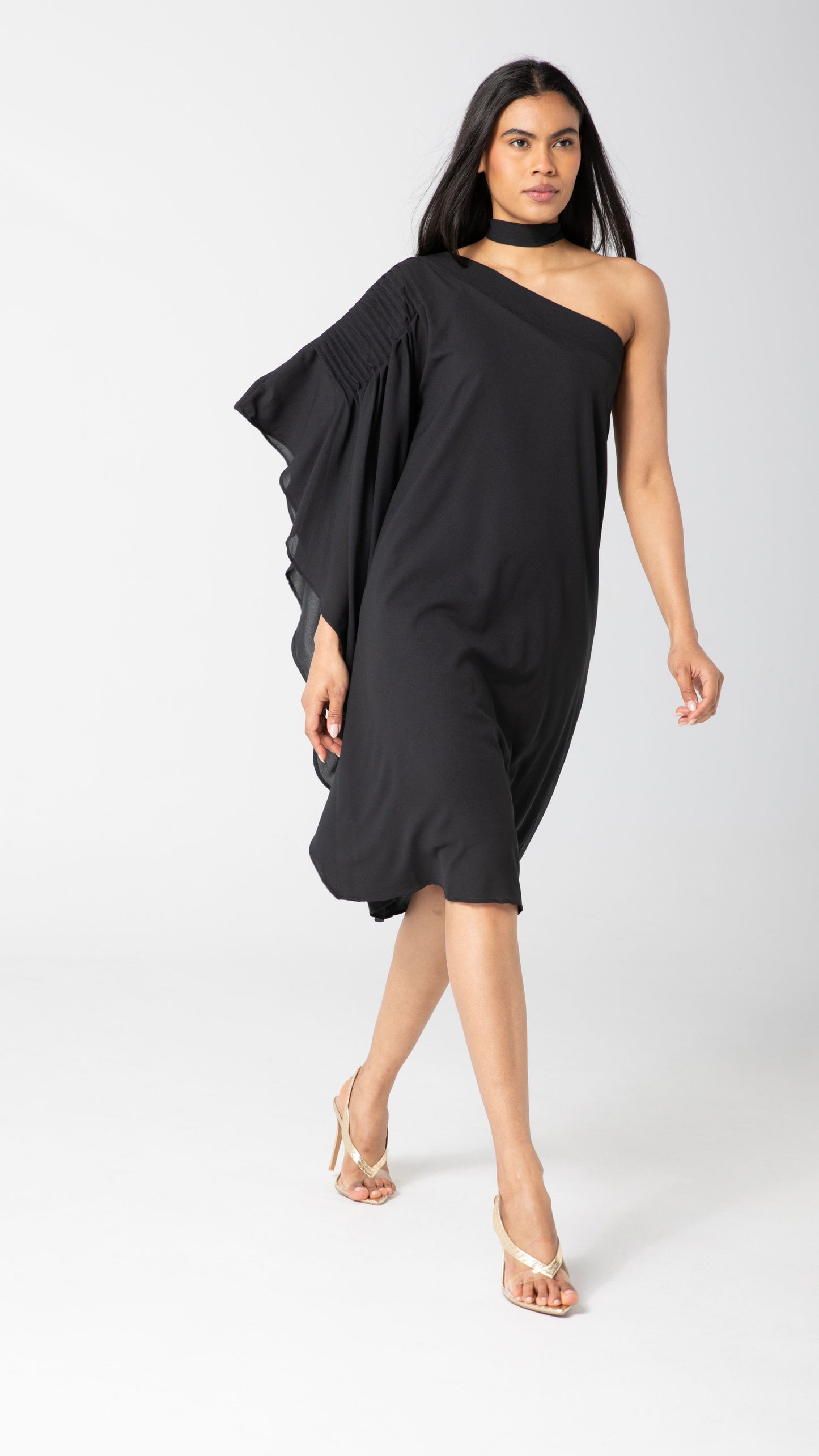 Paris One Shoulder Dress - Black