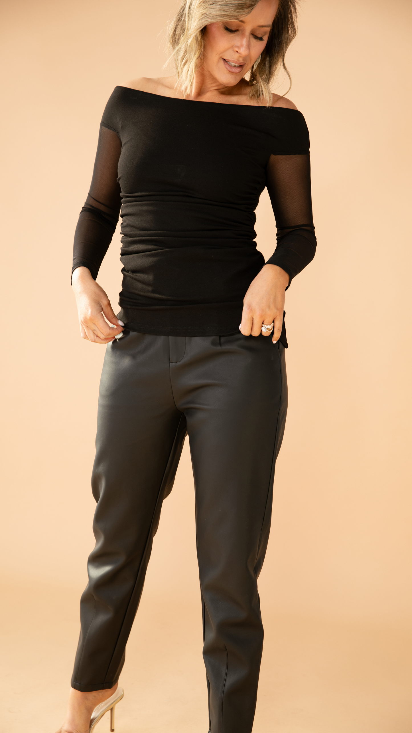 Onyx Faux Leather Pants - Black
