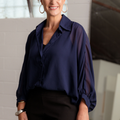Riley Chiffon Shirt - Navy