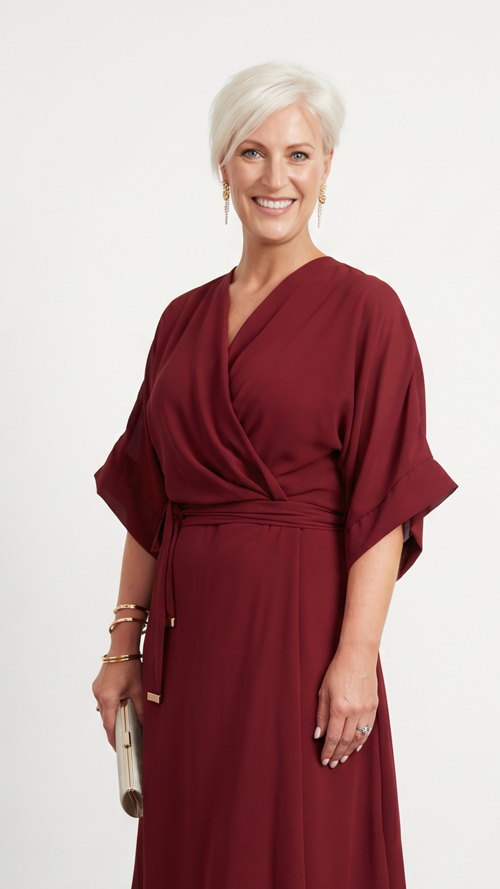 Cascade Chiffon Events Dress - Wine