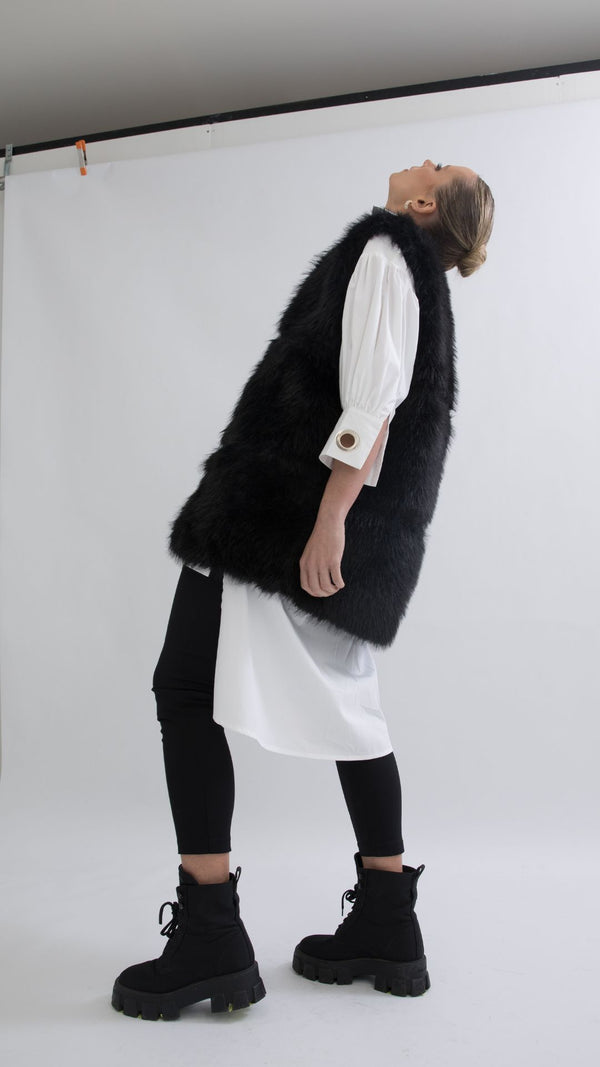 Eyelet Designer Longline Dress/Shirt - White