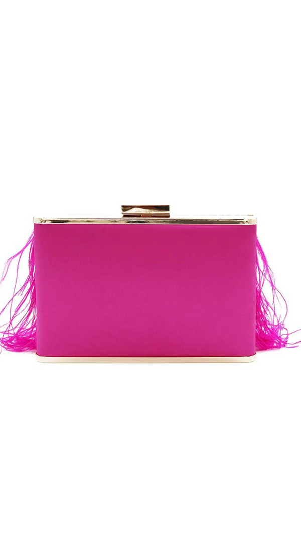 Olga Berg - Estelle Feather Clutch - Fuchsia