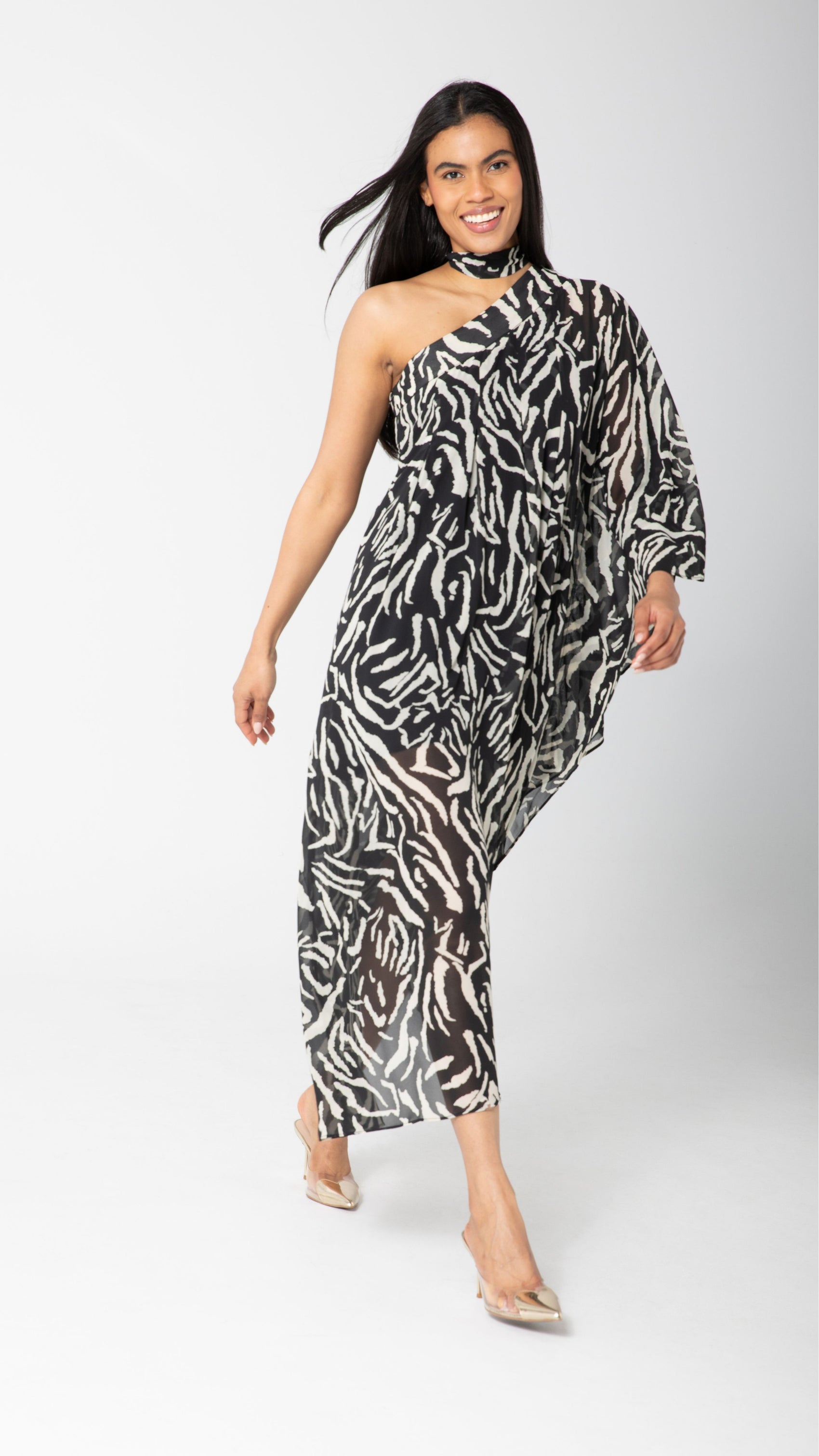 Hadassah Chiffon Dress - Zebra Print