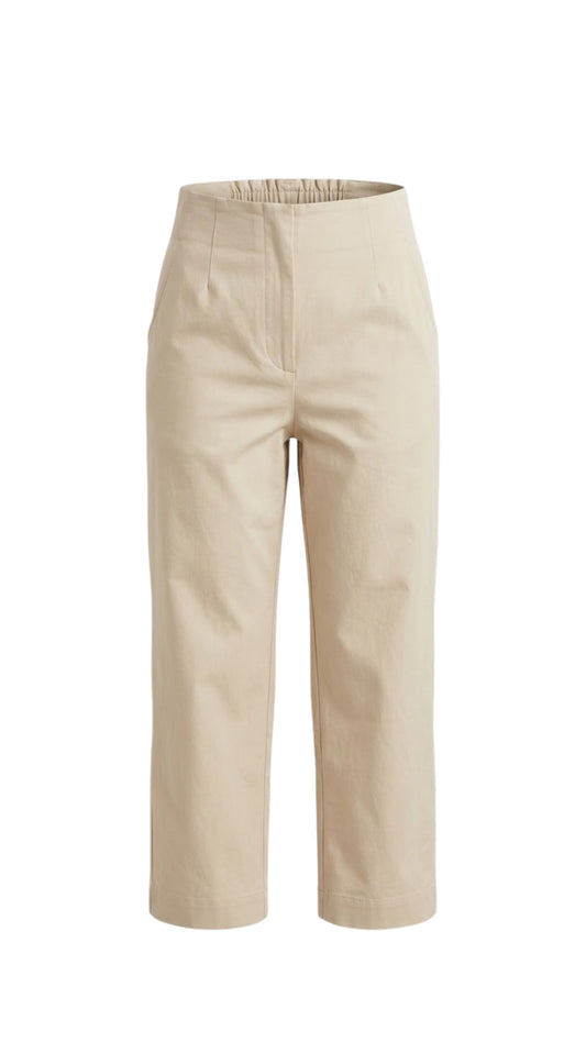 Denver Cotton Twill Stretch Cigarette Pants - Beige