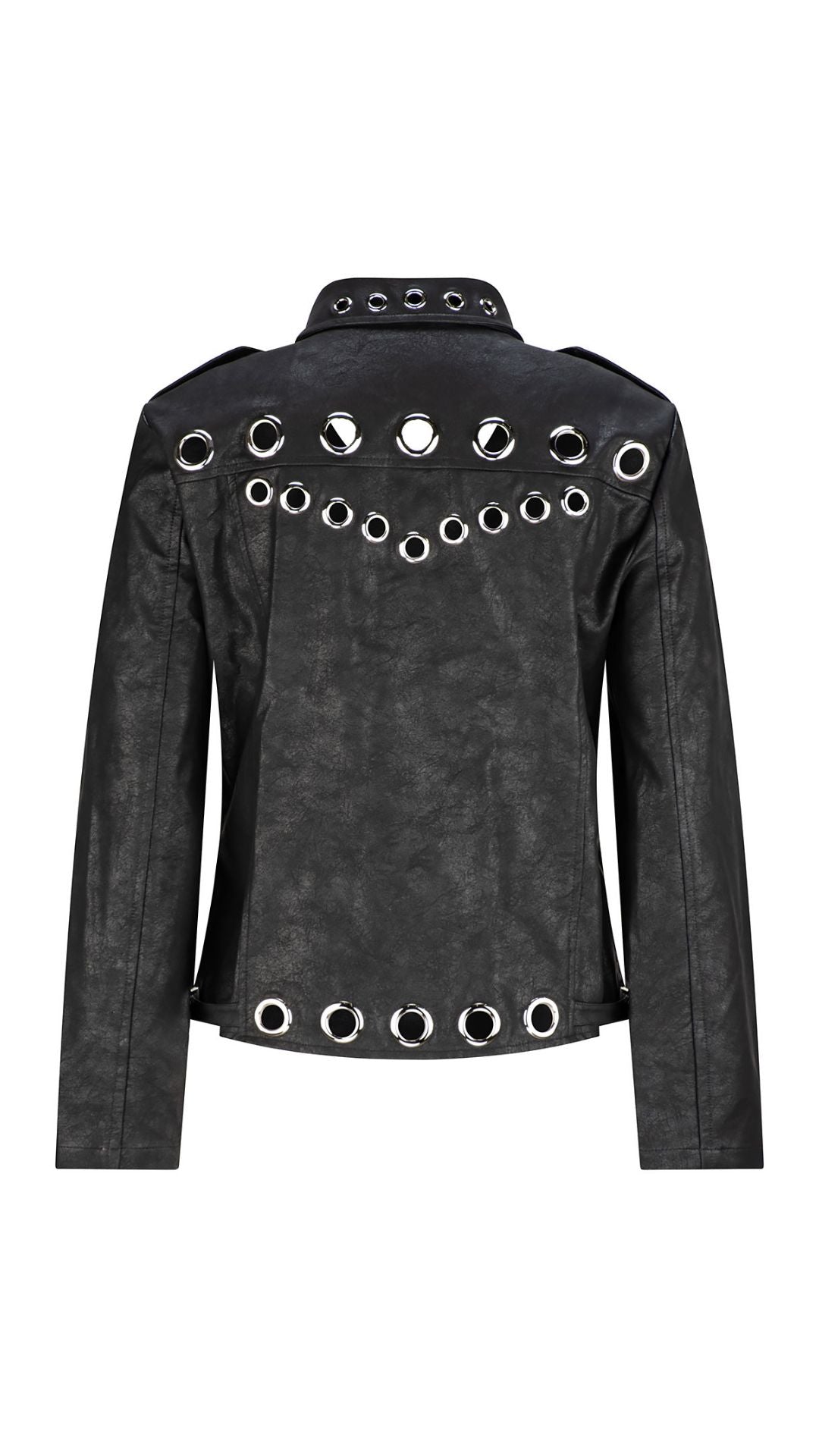 Sloan Faux Leather Eyelet Jacket - Black