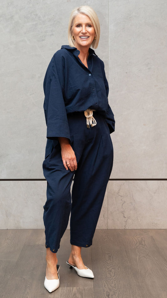 Arlo Linen Shirt - Navy