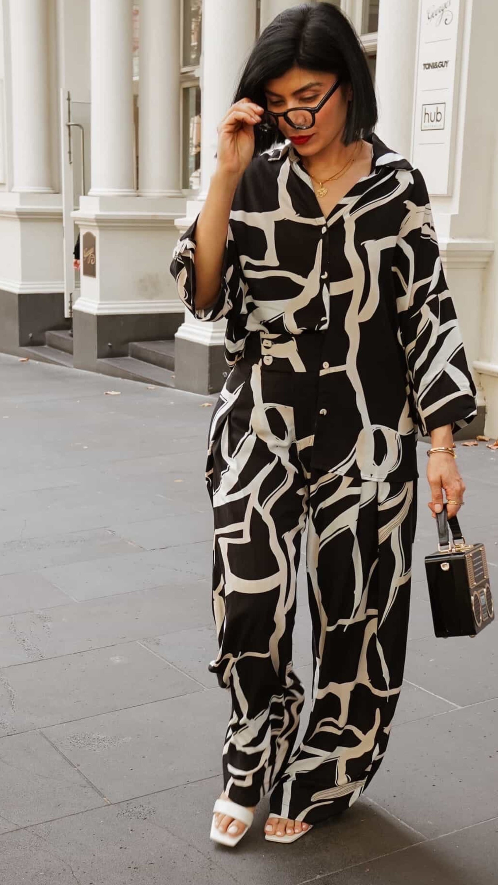 Georgie Rayon Pants - Black Print