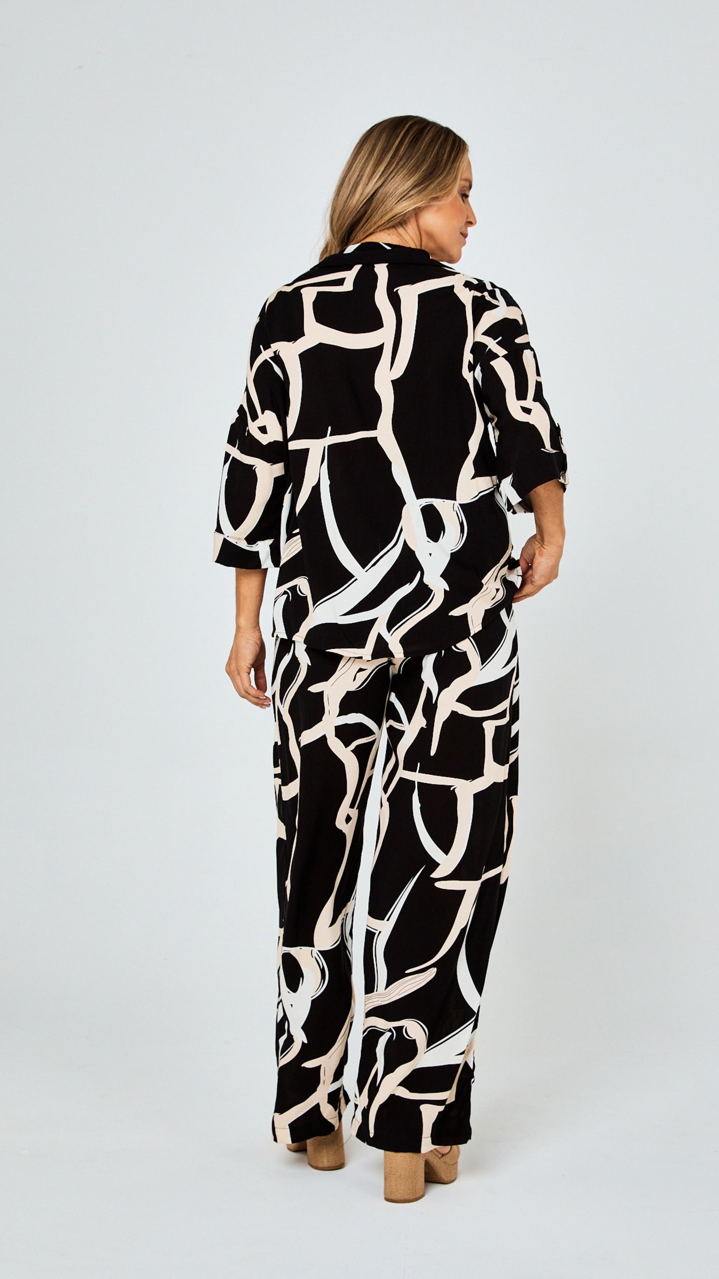 Georgie Rayon Pants - Black Print