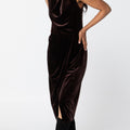 Emma Stretch Velvet Dress - Chocolate