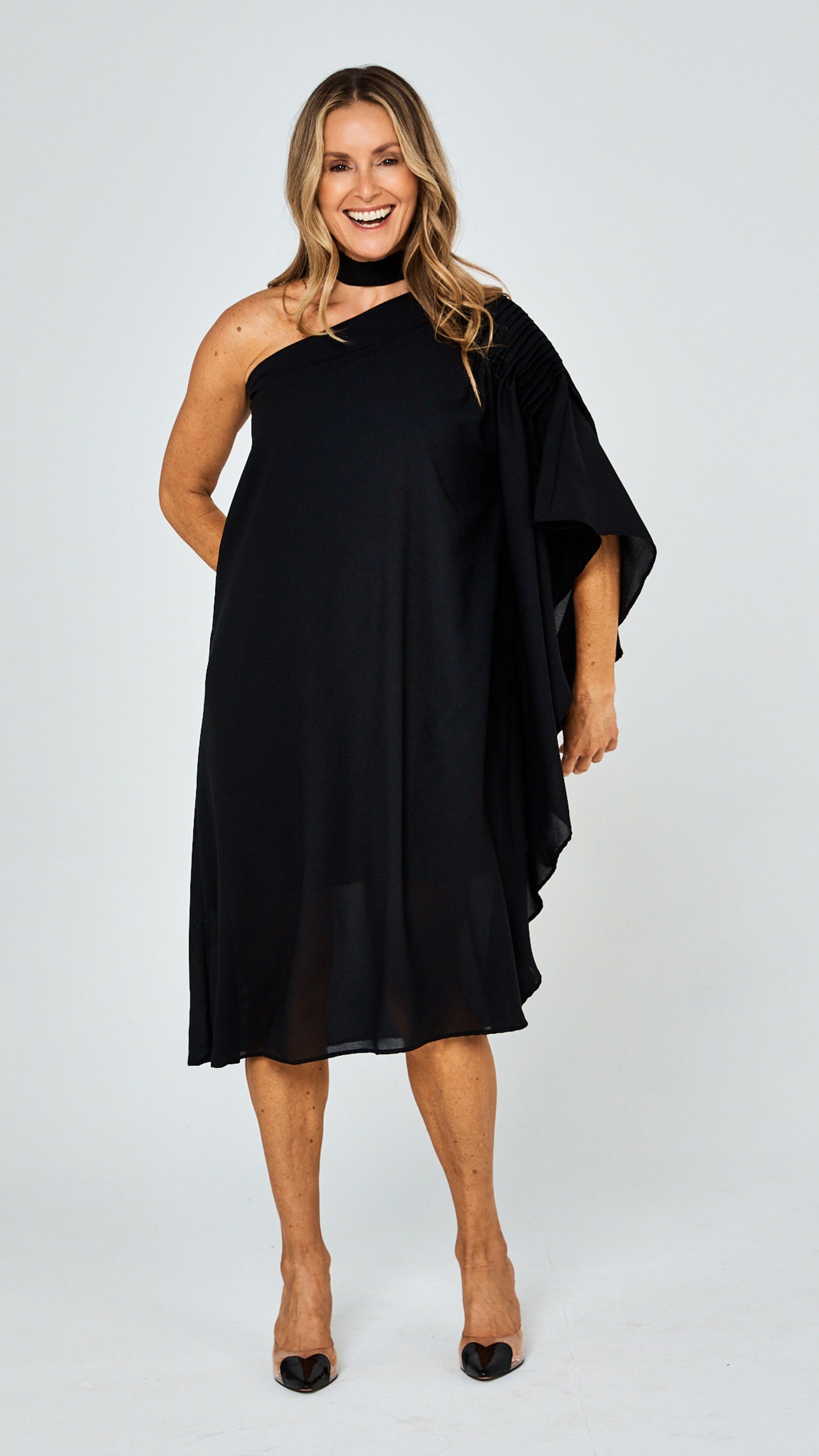 Toulouse One Shoulder Dress - Black