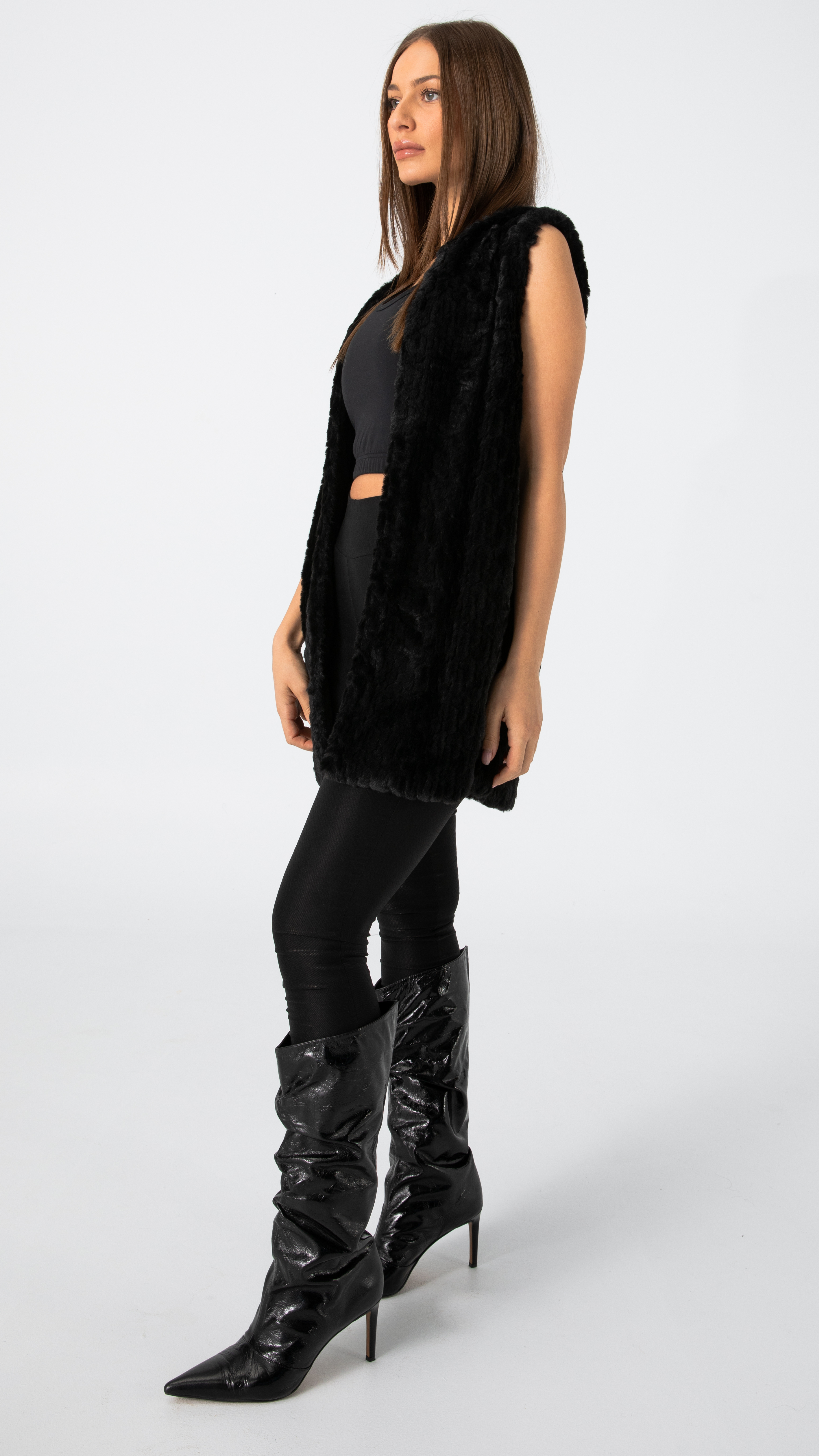 Victoria Soft Faux Fur Vest - Black
