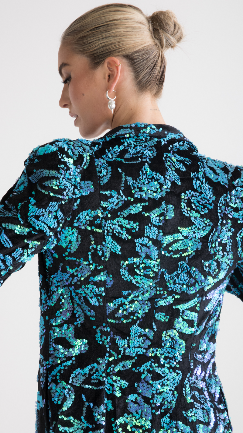 Sophia Blazer - Blue Sequins