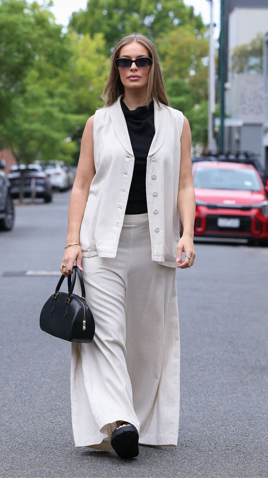 Hannah Linen Rami Pants- Beige