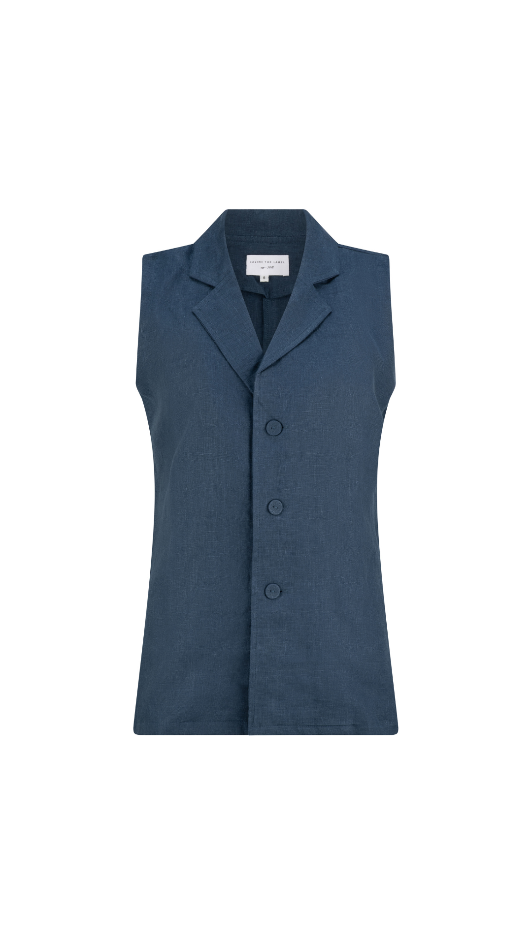 Luca Linen Vest - Navy