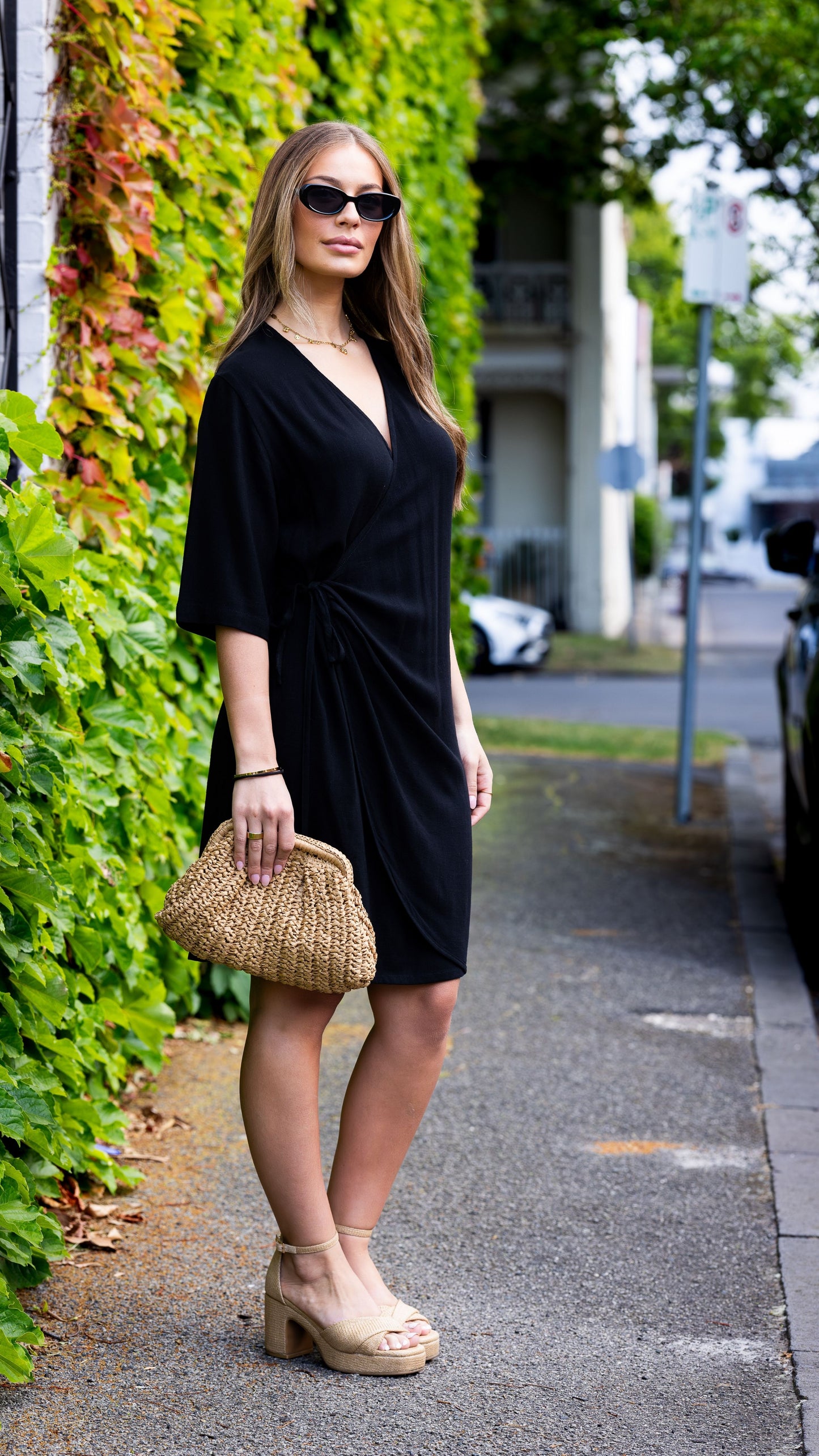 Brooke Summer Wrap Dress - Black