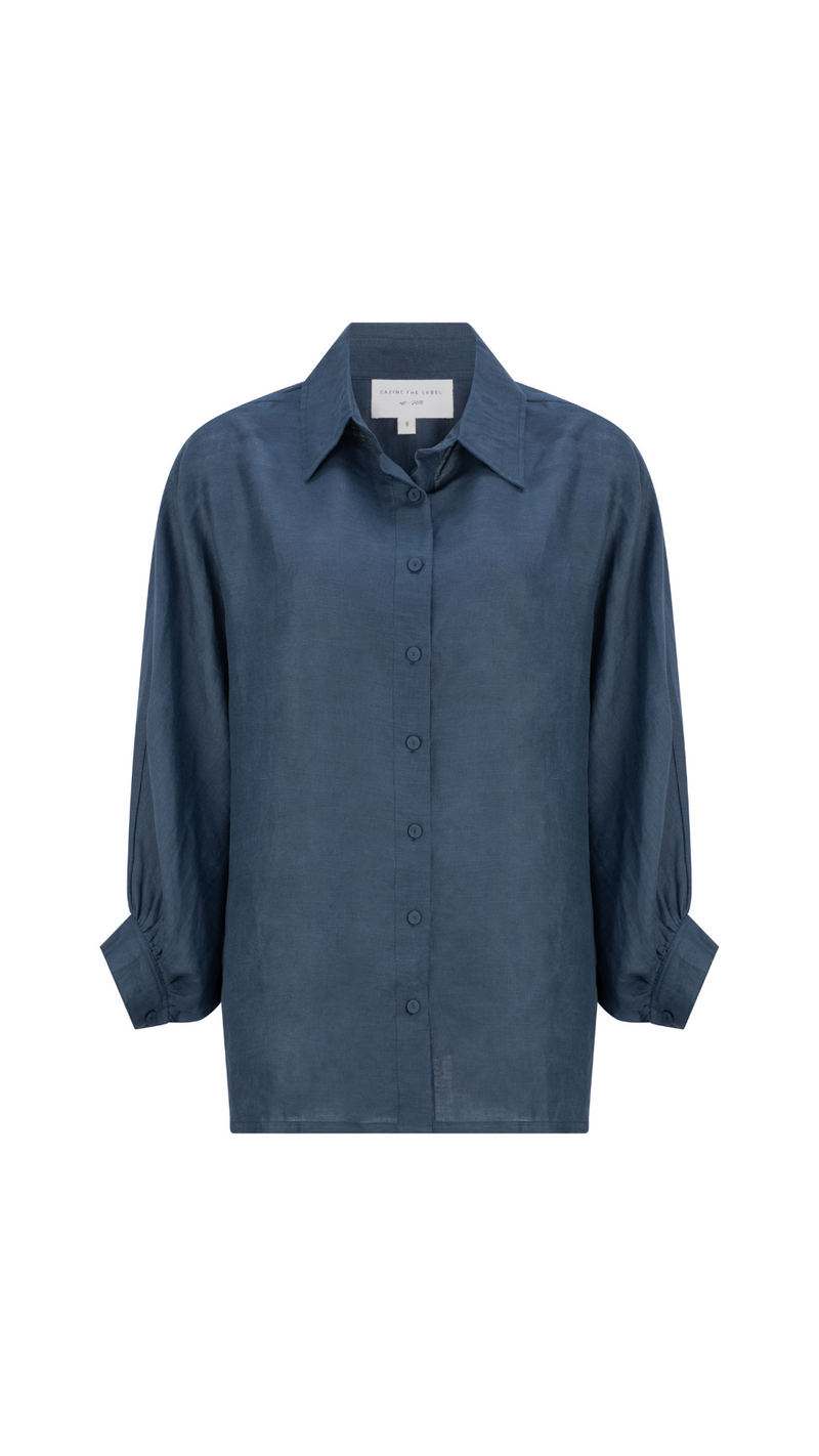 Ryder Linen Shirt - Navy