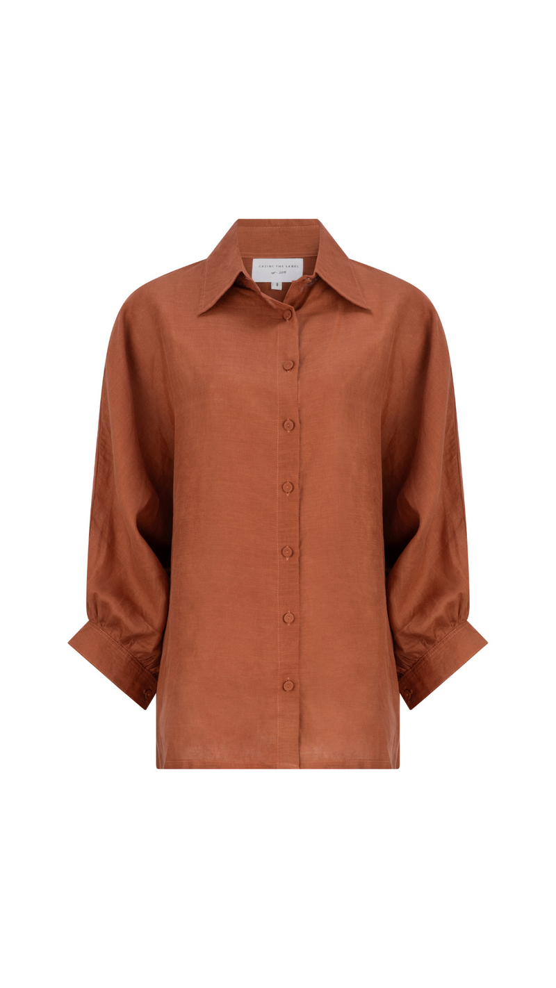 Ryder Linen Shirt - Rust