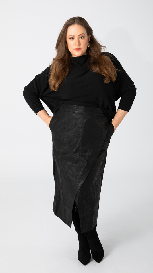 Gio Faux Leather Skirt - Black