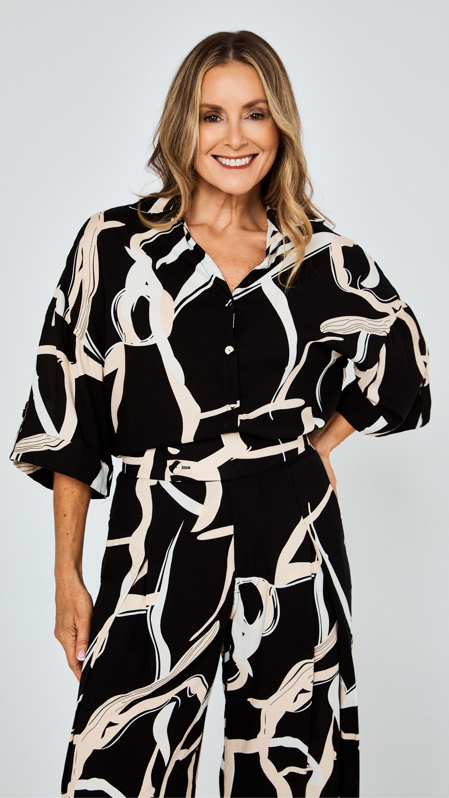 Georgie Rayon Shirt - Black Print