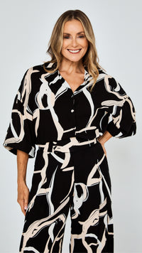 Georgie Rayon Shirt - Black Print
