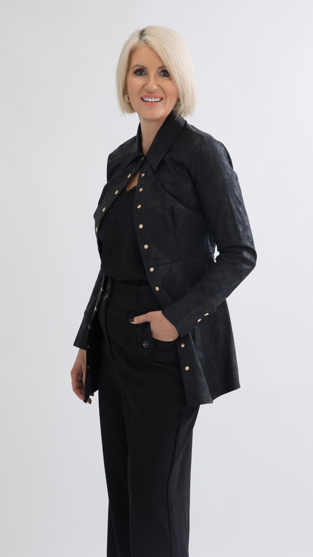 Jessie Faux Leather Shirt/Jacket - Black