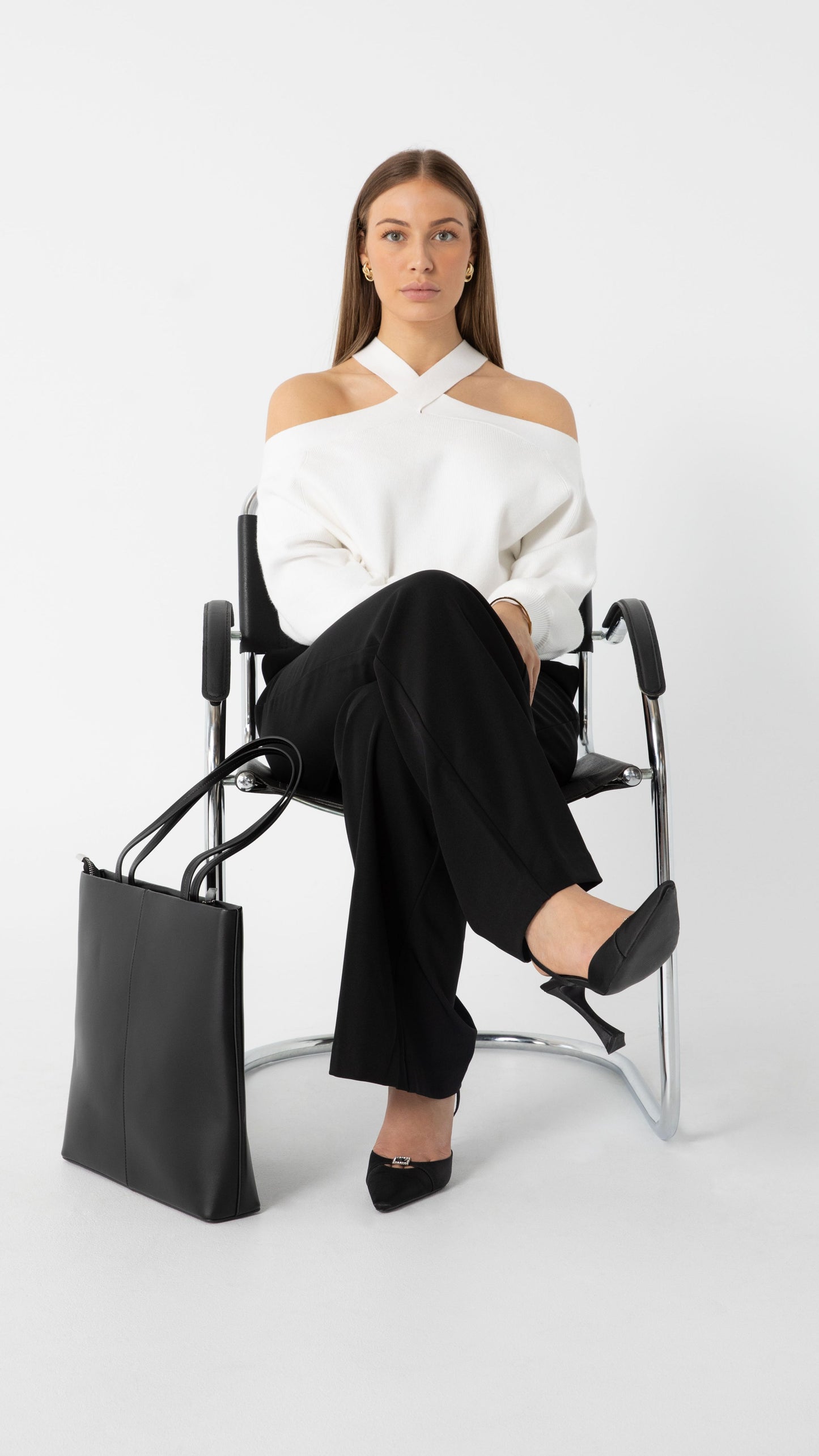 Talli Leather Tote Bag - Black