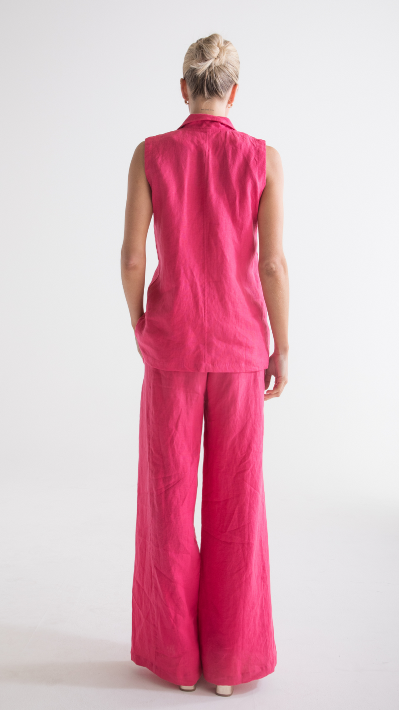 Luca Linen Vest - Pink
