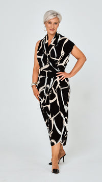 Darcy Rayon Print Dress - Black