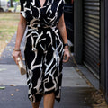 Darcy Rayon Print Dress - Black