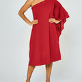 Paris One Shoulder Dress - Red