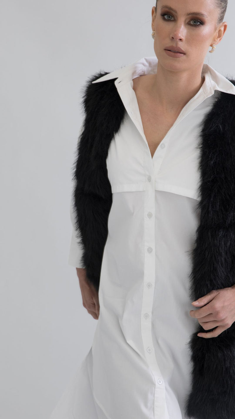 Eyelet Designer Longline Dress/Shirt - White