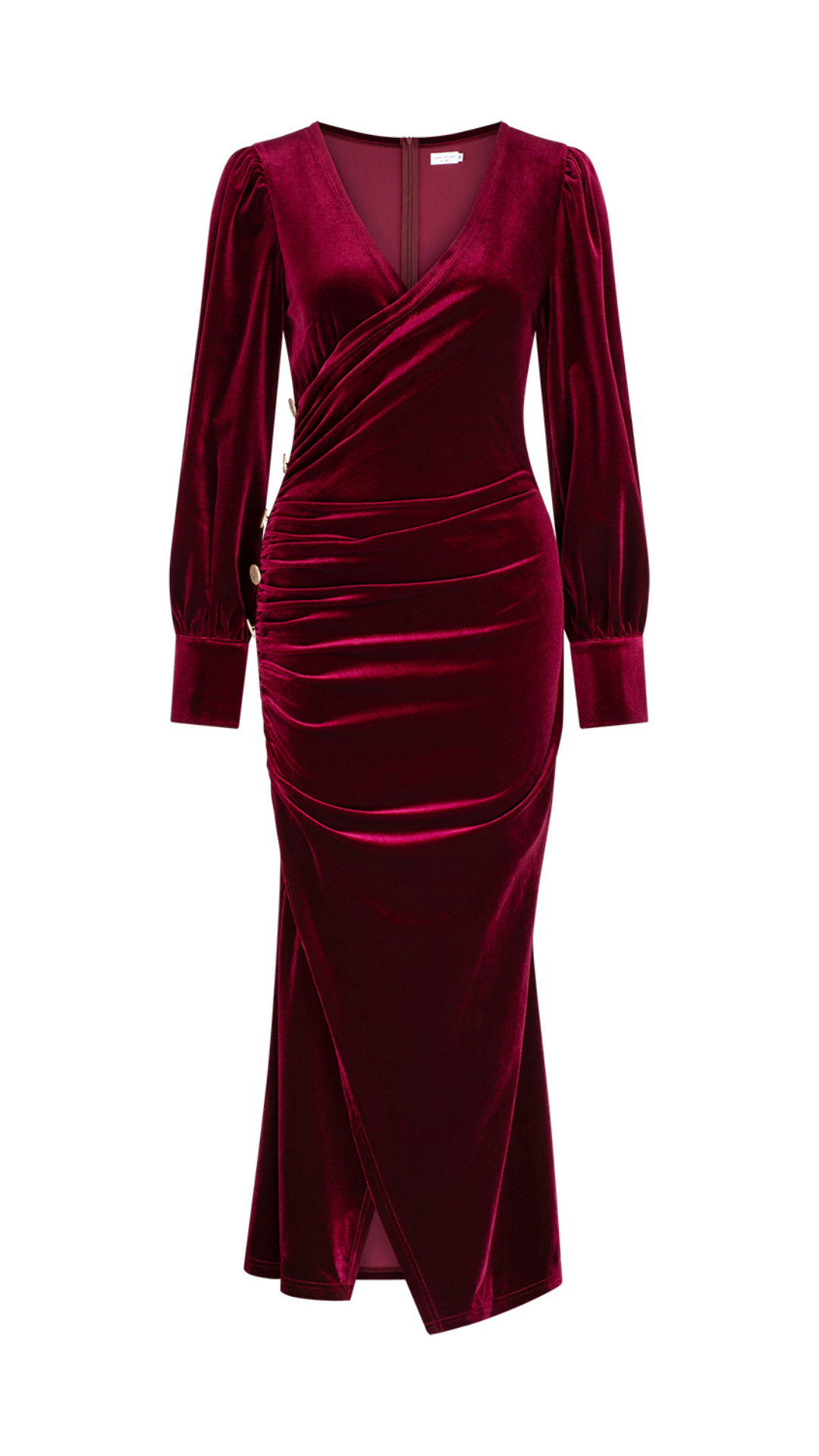 Alba Stretch Velvet Dress - Merlot