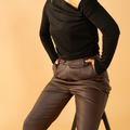 Onyx Faux Leather Pants - Chocolate