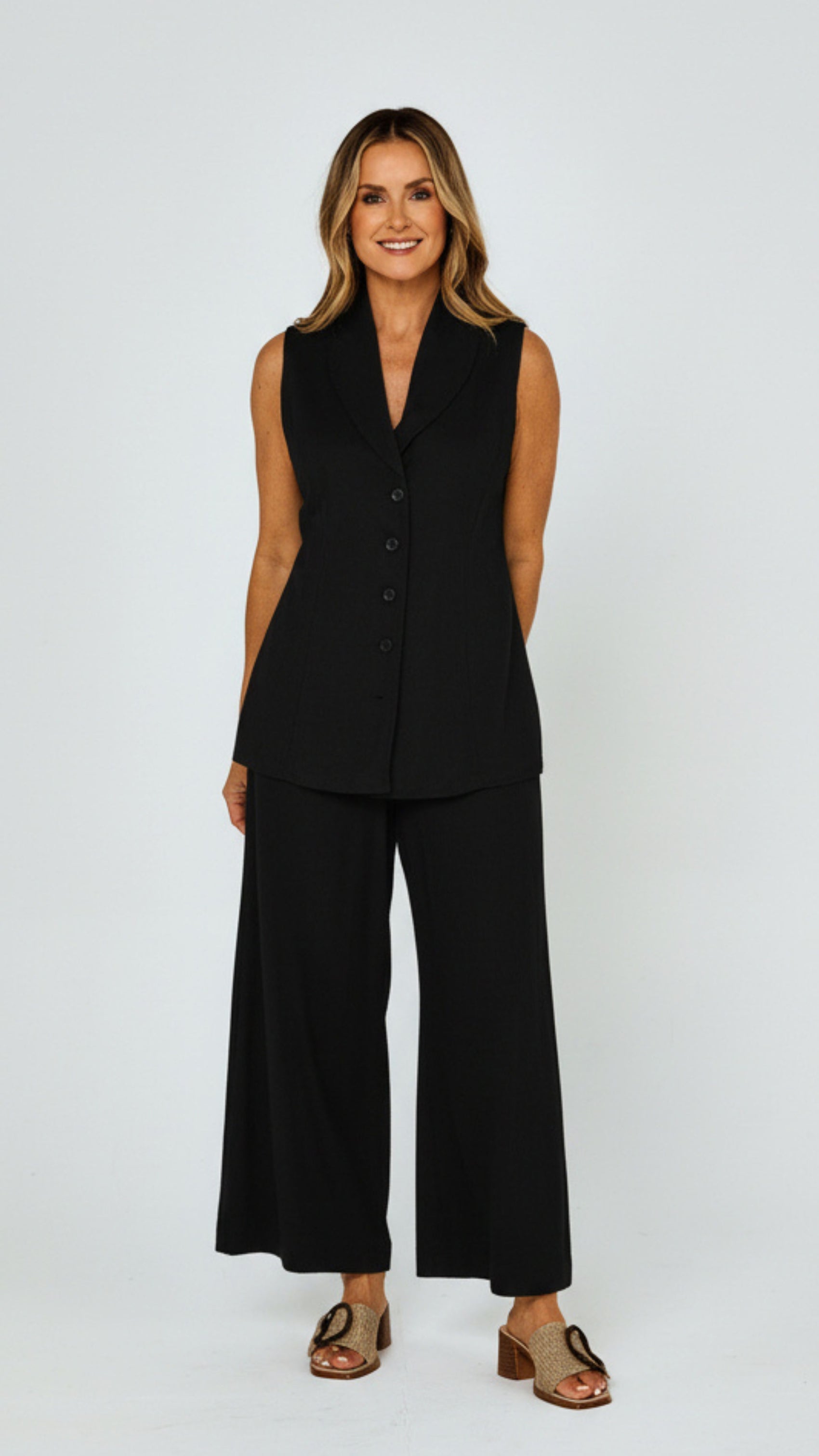 Hannah Linen Rami Pants- Black