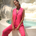 Morgan Linen Capri Pants - Pink