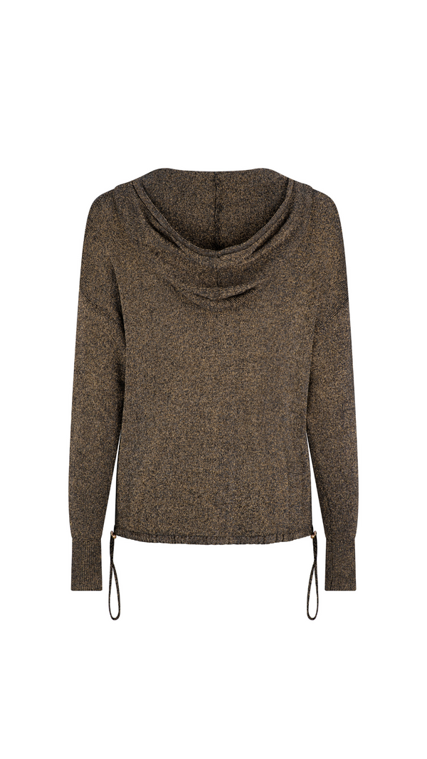 Luno Metallic Jacket With Hood - Black with Gold