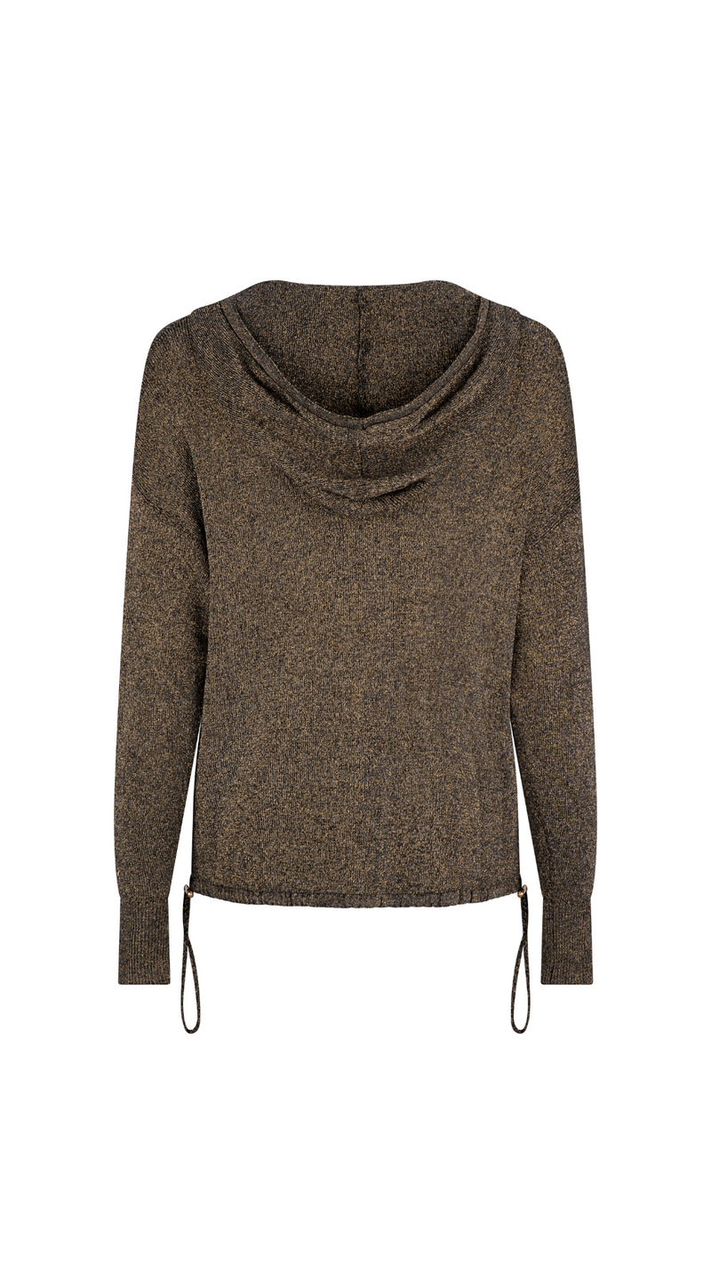 Luno Metallic Jacket With Hood - Black with Gold