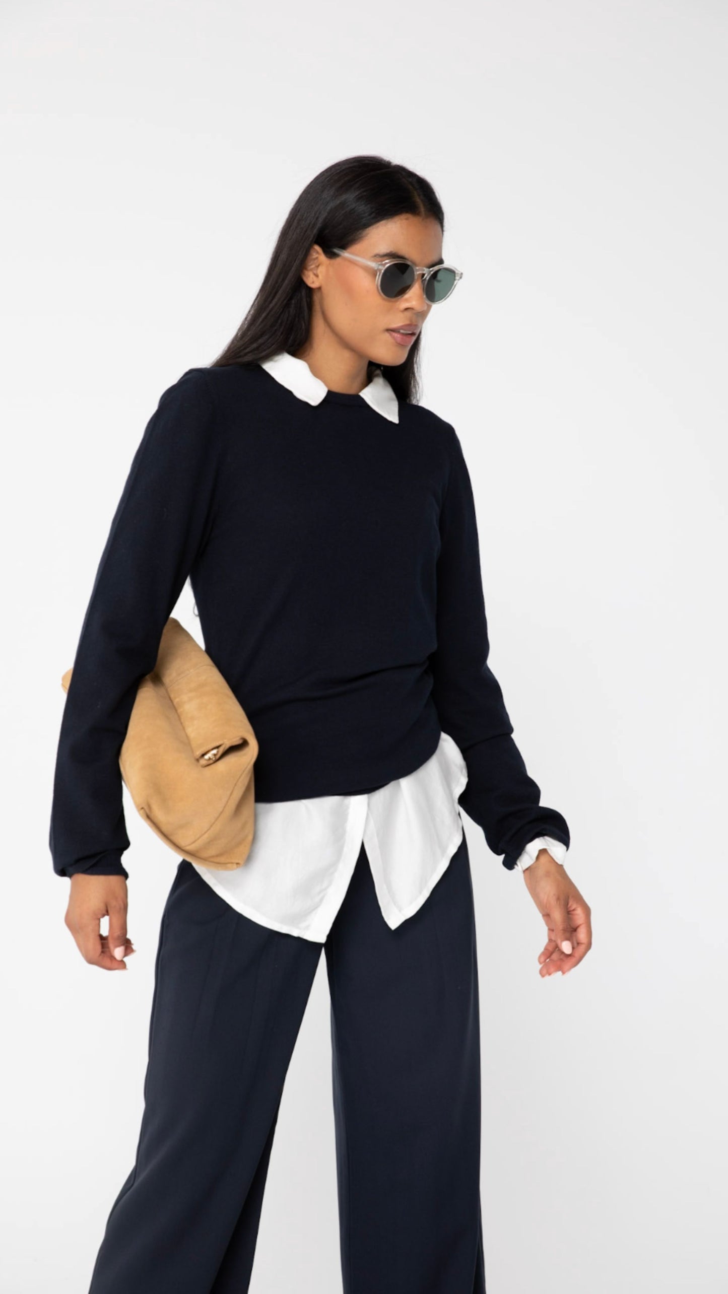 Aevie Suede Clutch - Camel