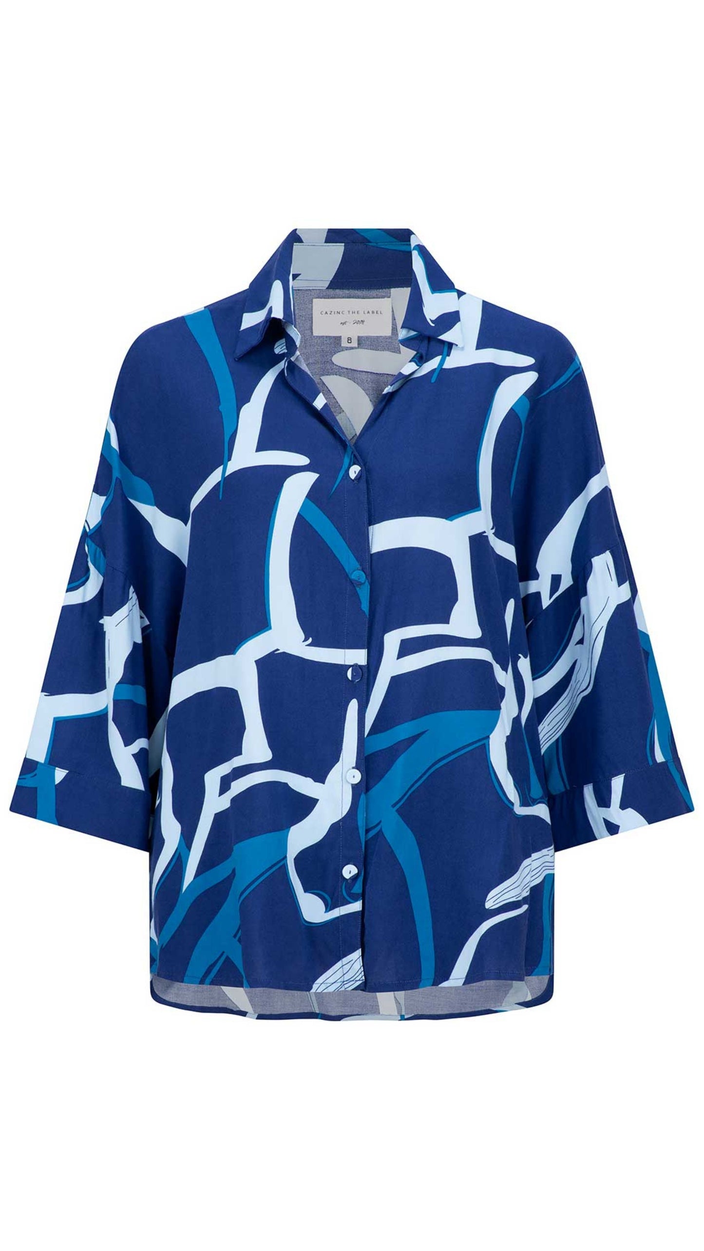 Georgie Rayon Shirt - Blue Print