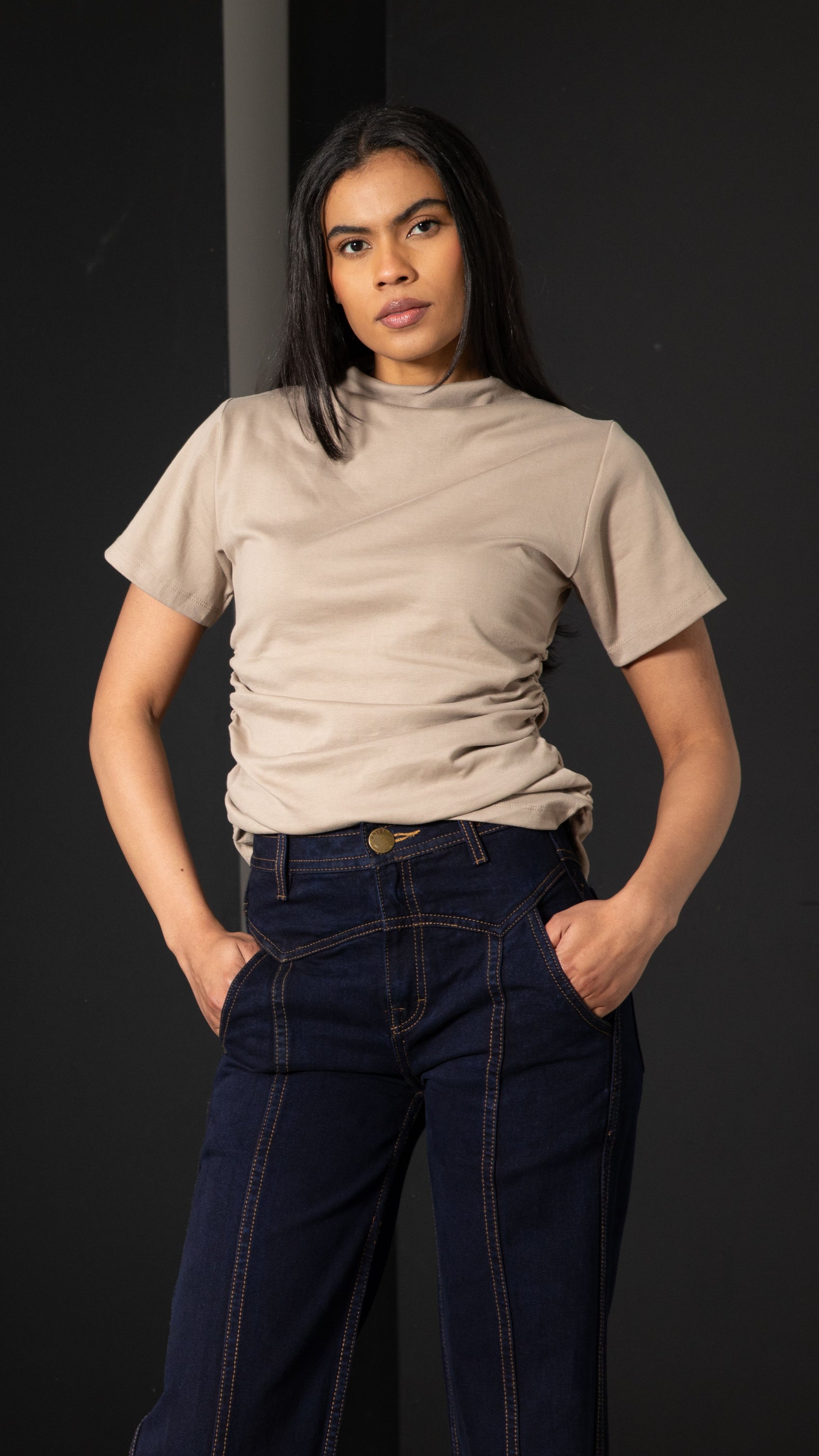 Society Cotton Air Top - Mushroom