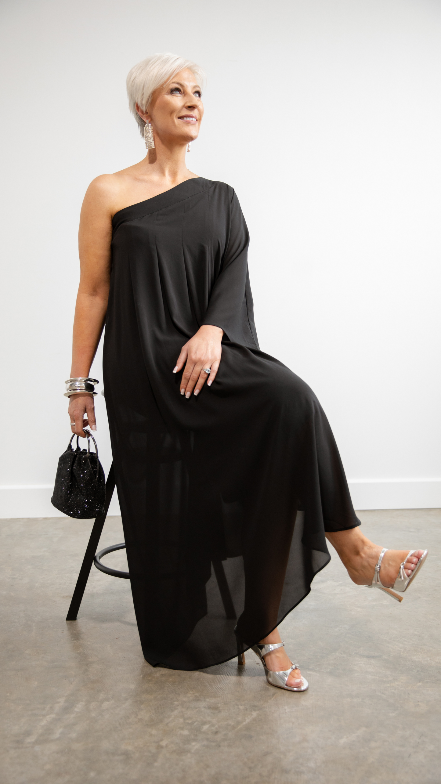 Olga Berg Mabel Black Crystal Top Handle - Black